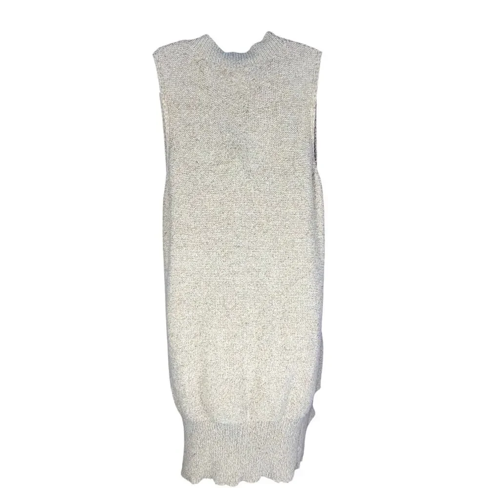 H&M Cream Long Sleeveless Knit Cardigan Layering Duster Vest Size Medium